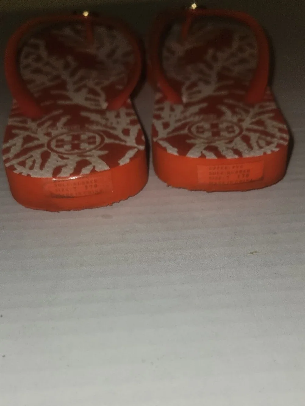 Tory Burch Coral Orange Logo Rubber Flip Flop Sandals